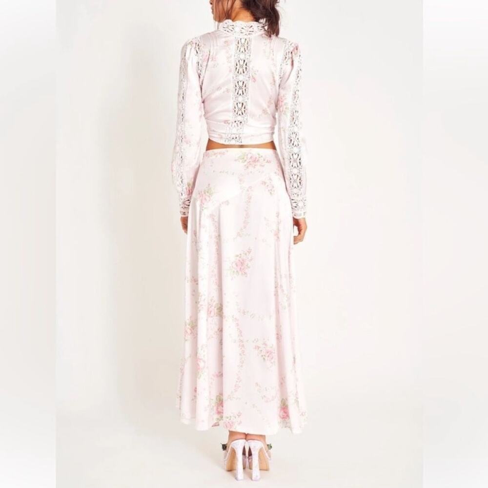 LOVESHACKFANCY Ziggy Silk Maxi Skirt, Angelic Pink 4 - Picture 8 of 9
